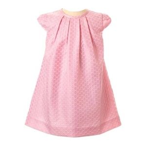 Rachel Riley pink shimmer damask shift dress, color pink, size 4